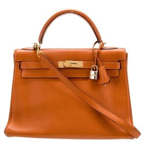 Hermes Clemence Kelly II Retourne 32 Leather Handbag